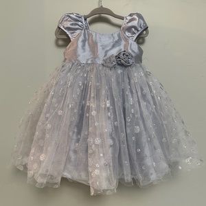 Cherokee Silver Glitter Polka Dot Tulle Dress 12 Months